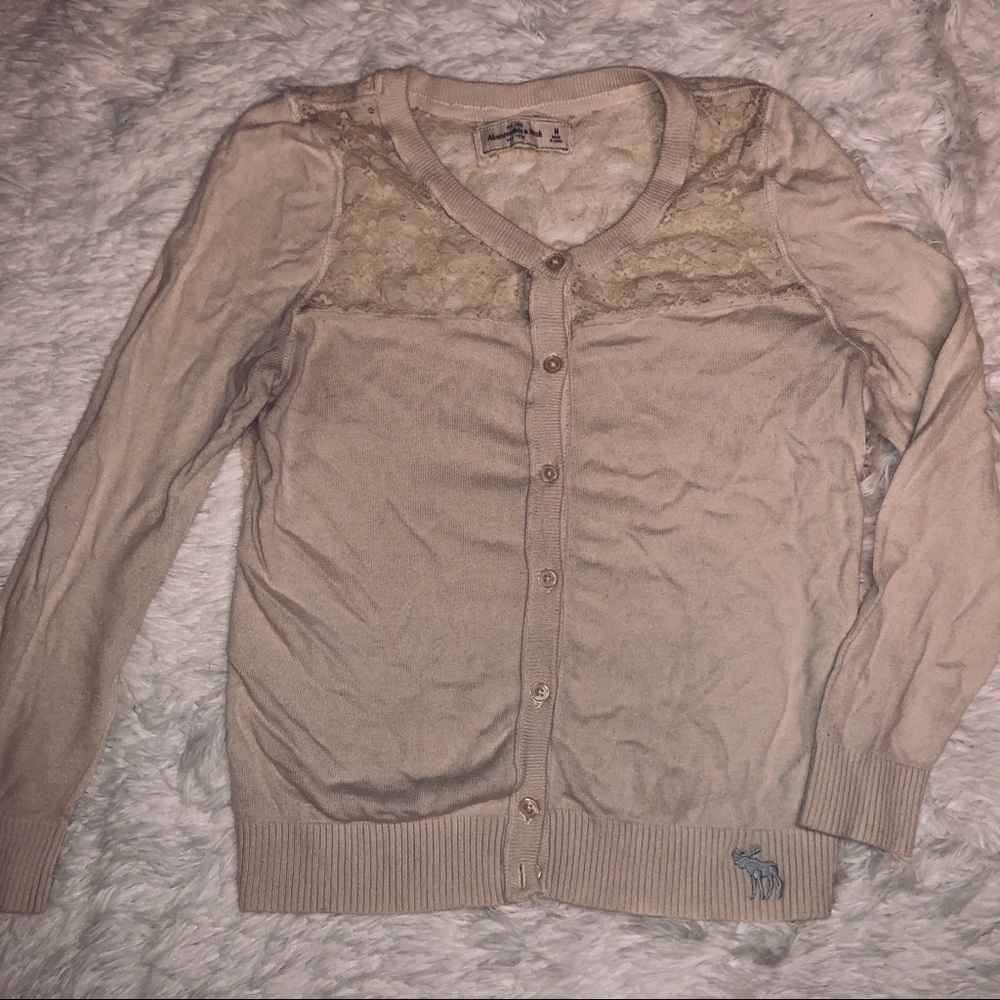 Abercrombie & Fitch Lacy Back Cardigan M Off White